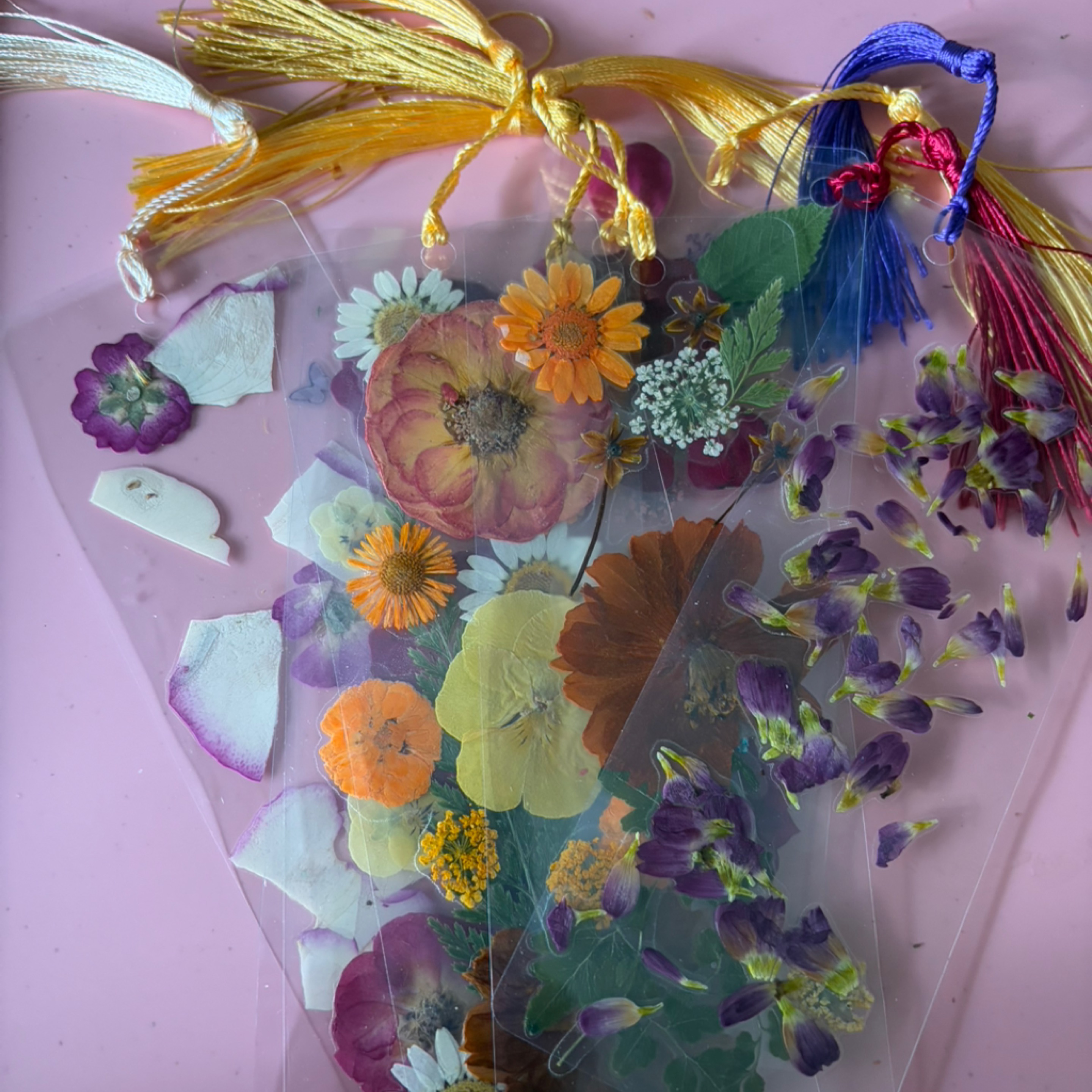 One-of-a-kind pressed flower bookmark
